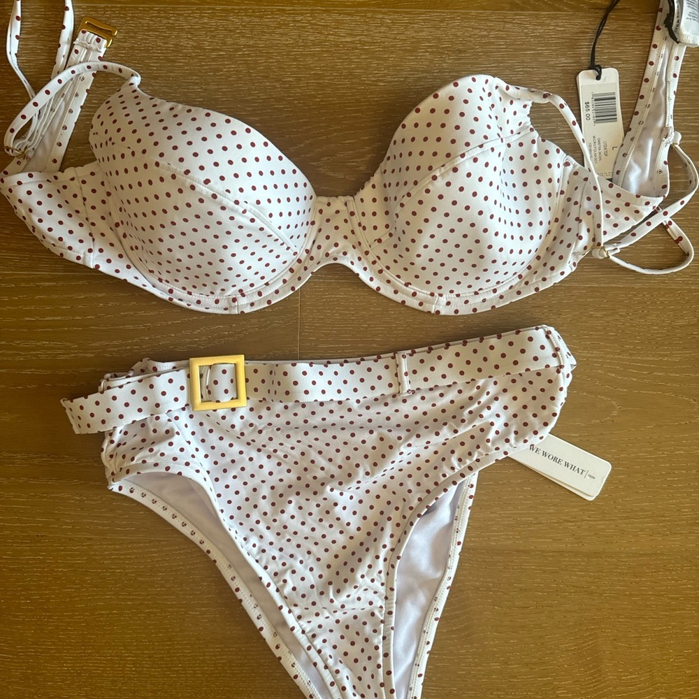 Onia White and Red Polka Dot Bikini